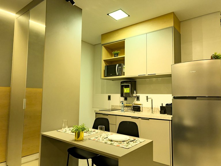 64B Studio premium aconchegante com sofá-cama